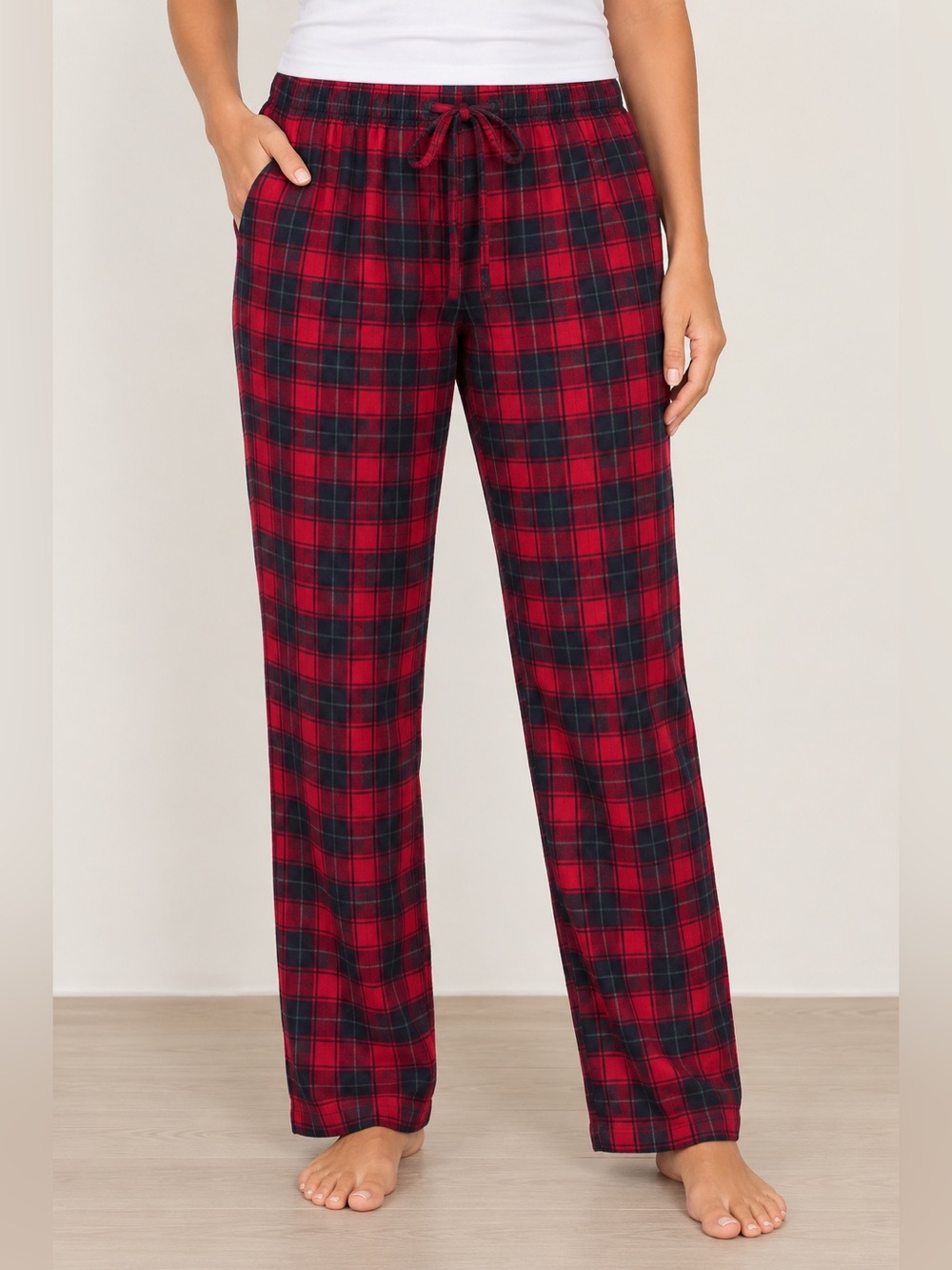 Onix Cotton Plaid Lounge Pants-Red/Green Plaid
